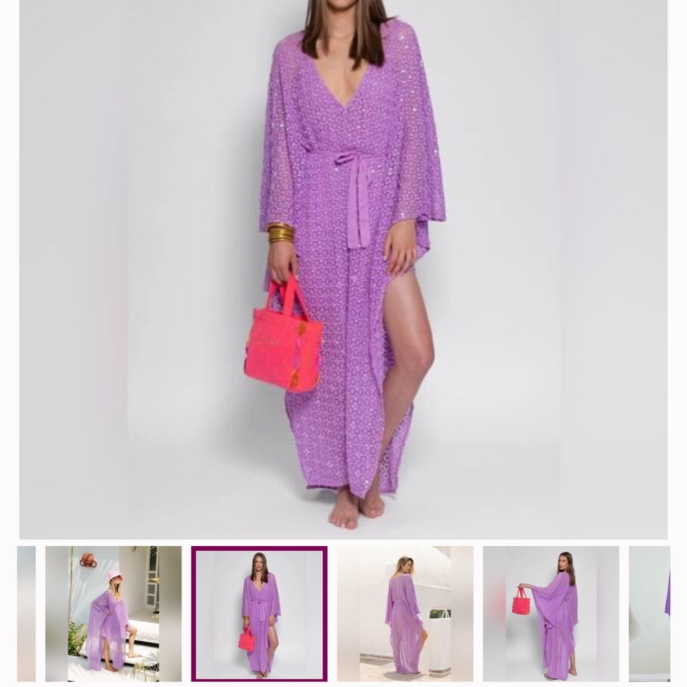 NWT Helene Cafton Crochet Sundress X Free People Purple Women's Kaftan